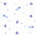 Seamless pattern with baby nipples and bottle, baby pattern in blue